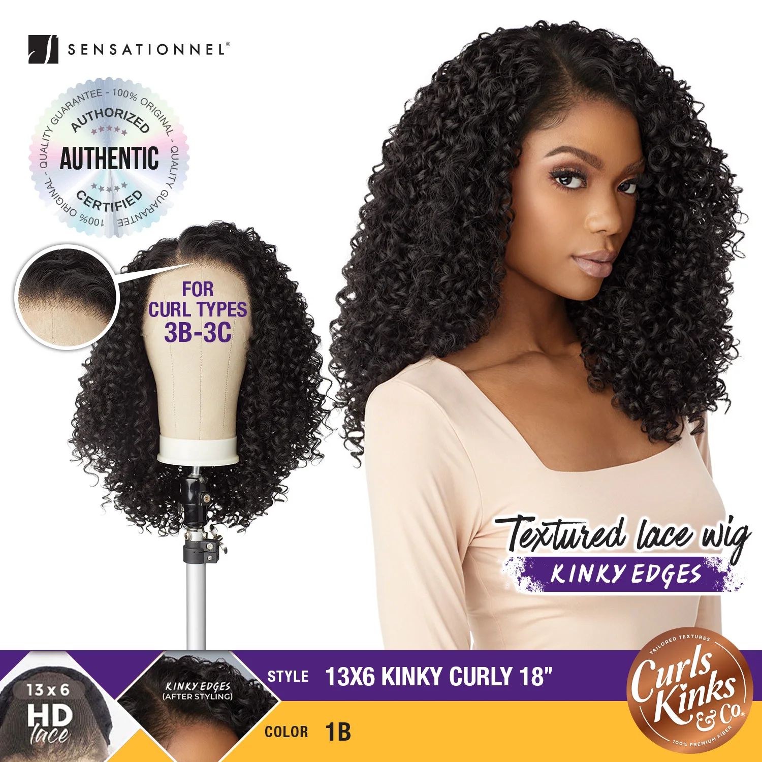 Sensationnel Curls Kinks N Co HD Lace Front Wig Glueless Kinky Edges 13X6 Kinky Curly 18