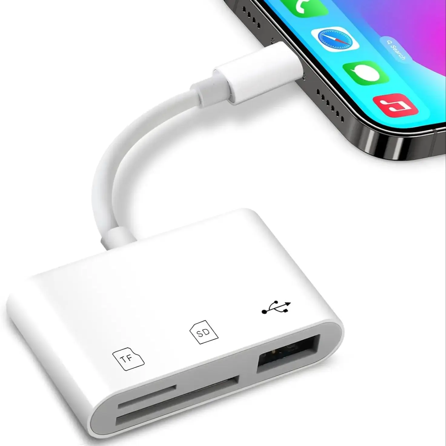

3-in-1 Type C Camera Adapter to SD TF Card For iPhone iPad Card Reader USB Dongle for USB Flash Plug Play