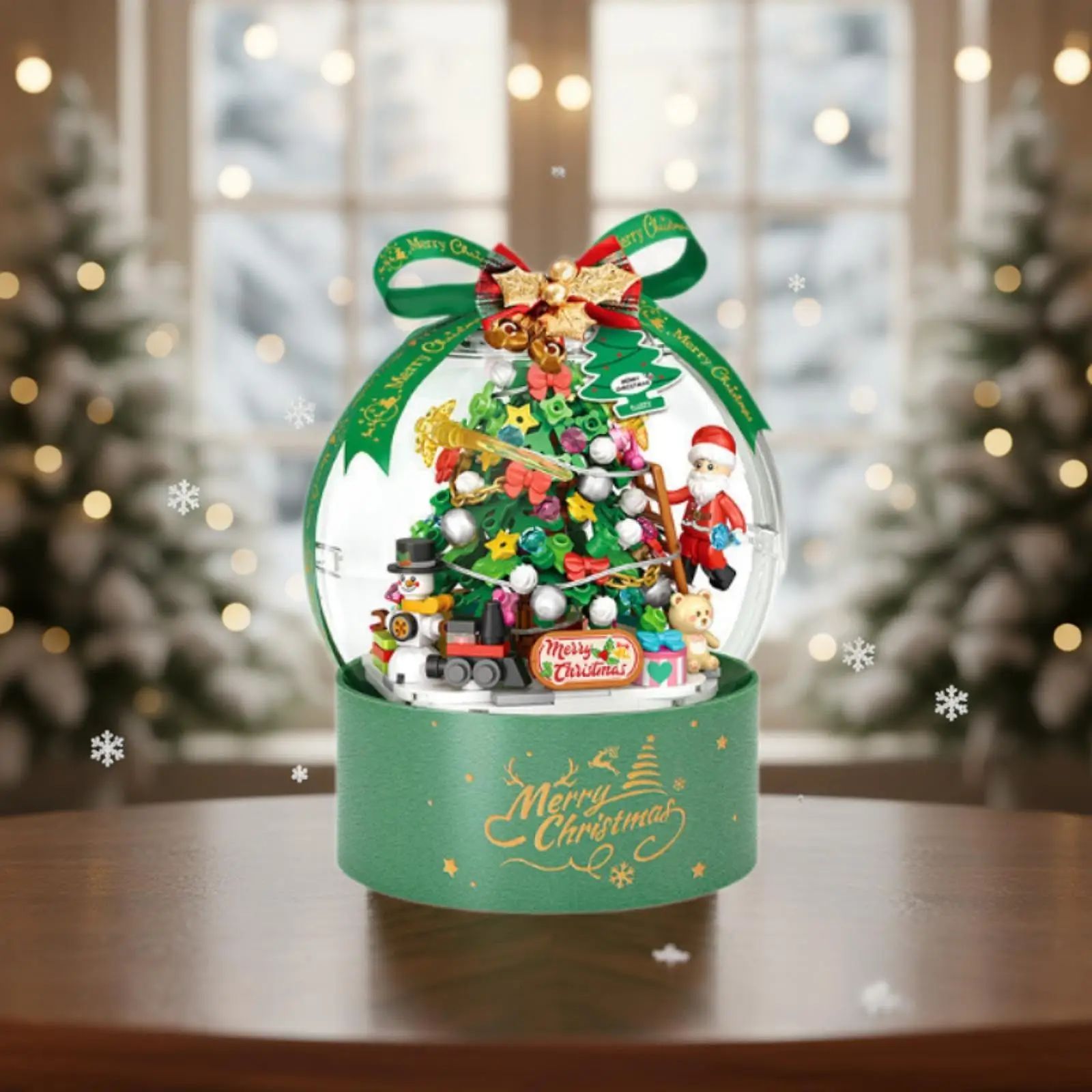 DIY Christmas Music Box Building Blocks Xmas Musical Box Desktop Ornament for Home Living Room Holiday Decoration Navid Gifts