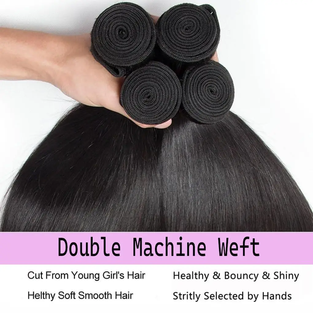 ストレート 1 3 バンドル人毛バンドル ストレート人毛バンドル 100% 人毛 ナチュラルブラックカラー人毛エクステンション