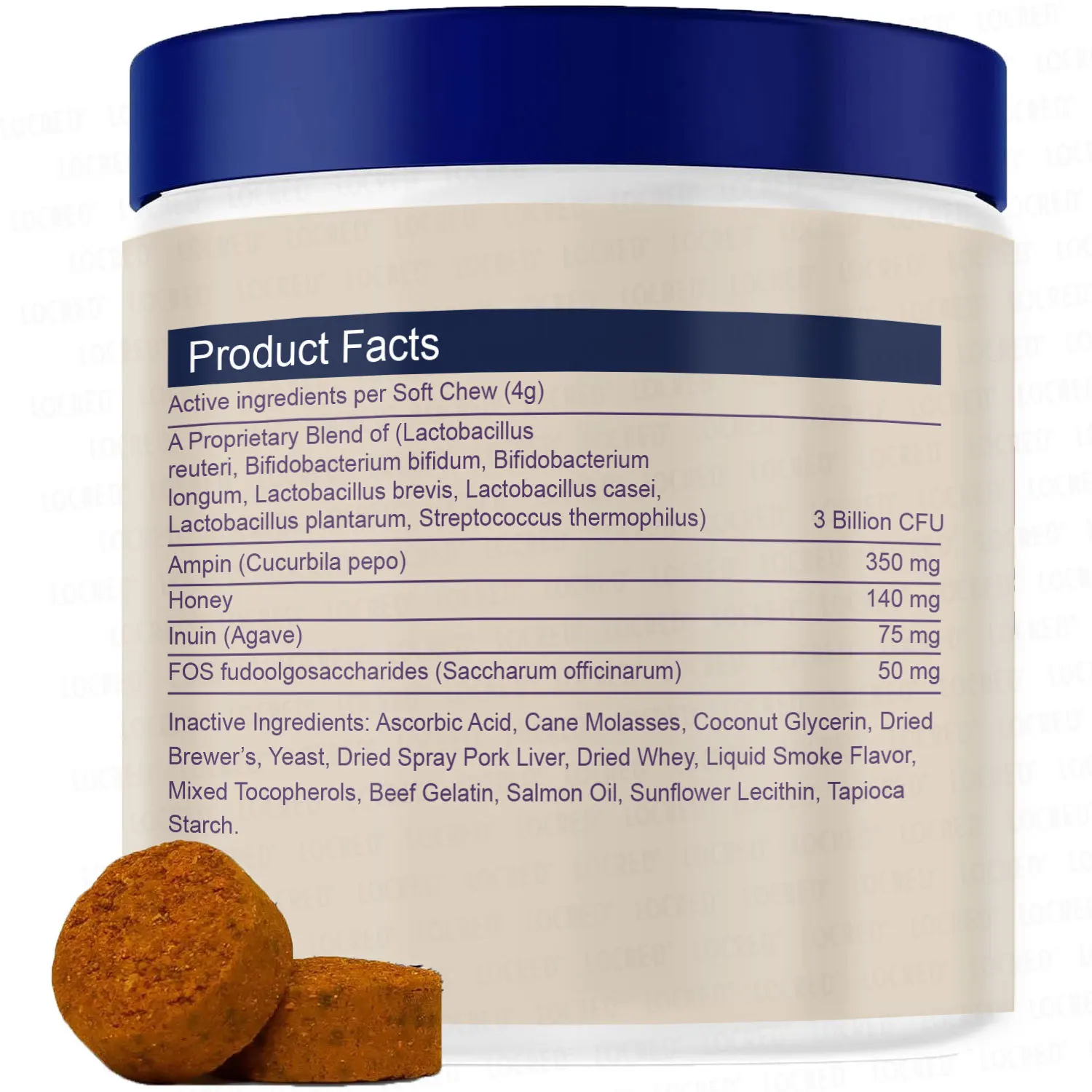 Pet Probiotic Soft Chews For Dogs, Beef Flavor Gut & Digestive Function Support Dog Supplement Treat, 30 Chews