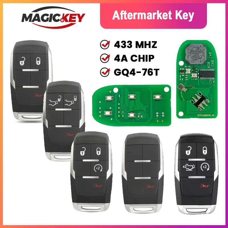 GQ4-76T 4A Chip 433MHz Keyless Go Car Remote Key 68374994 For Dodge RAM Pickup HD 1500 2500 3500 4500 5500 2019-2021