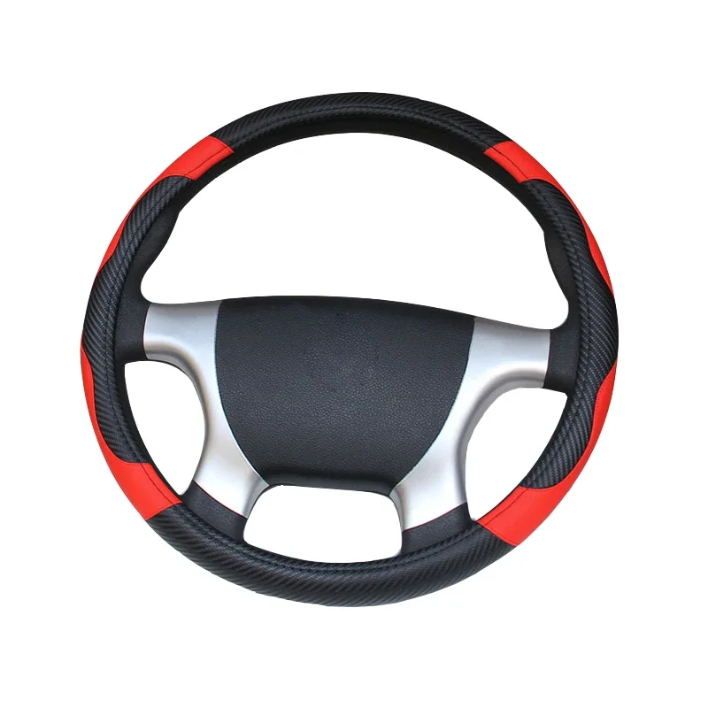 Pokrowiec na kierownicę samochodu ciężarowego o średnicy 36 38 40 42 45 47 50CM 7 rozmiarów do wyboru Włókno węglowe Czarny Czerwony Dynamiczny — zdjęcie 2