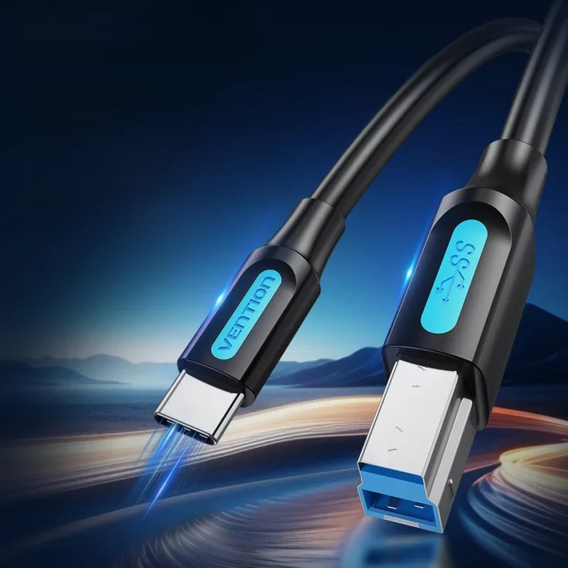 Kabel Vention USB C do USB typu B 3.0 do MacBook Pro HP Canon Brother Epson Dell Samsung Drukarka typu C Kwadratowy przewód — zdjęcie 2