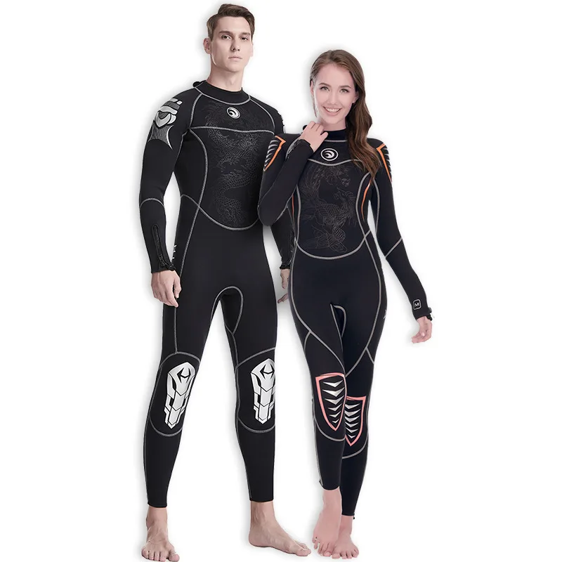 3mm Neoprene Black Wetsuit for Men Women Long Sleeve Diving Suit One-piece Couple Wetsuit Surfing Snorkeling