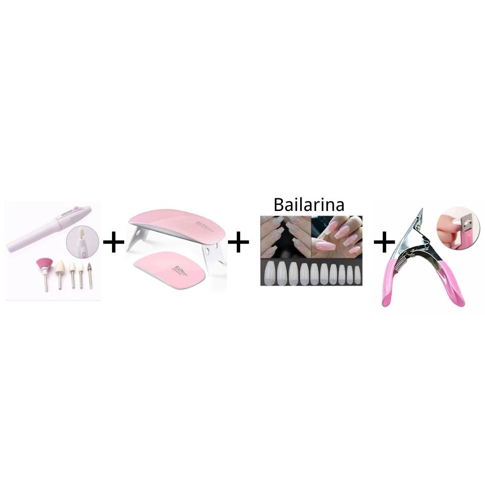 Ballerina Manicure Nail Staffer Kit + Cabin + 100 Nails In Ballerina Shape + Pliers