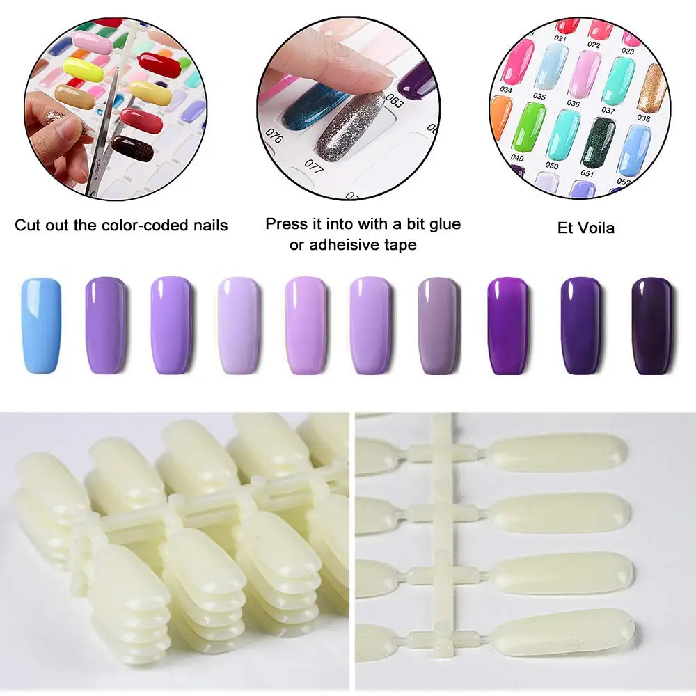 120 punte per unghie finte per esposizione dei colori delle unghie, punte per nail art finte per campioni di colori per unghie con smalto gel UV, campioni di organizzazione