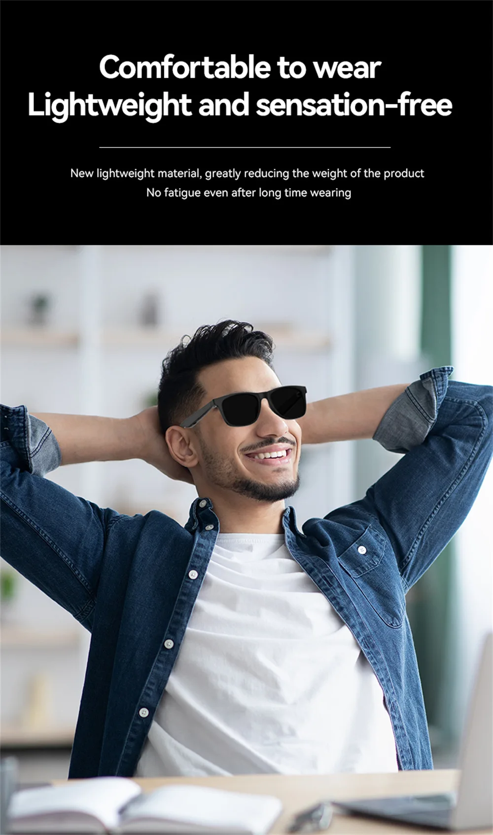 Gafas inteligentes CHOTOG D11 Plus con Bluetooth 5.3, control de música, disparador de cámara, respuesta a llamadas, gafas de sol inteligentes con protección UV400, para deportes al aire libre, unisex, para hombres y mujeres, ideales para regalo. 3