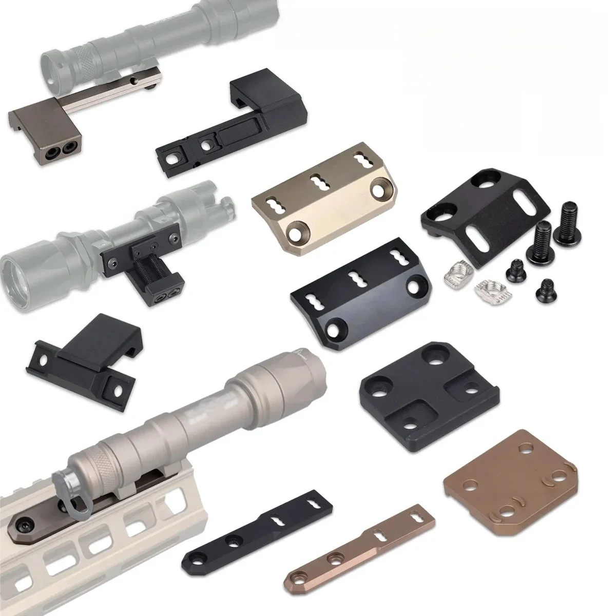 Taktyczny montaż offsetowy ARIS Series Surefire M300 M600 do szyny 20mm Mlok Keymod SMR, pasuje do M600B M951 M620 do latarki. — zdjęcie 2