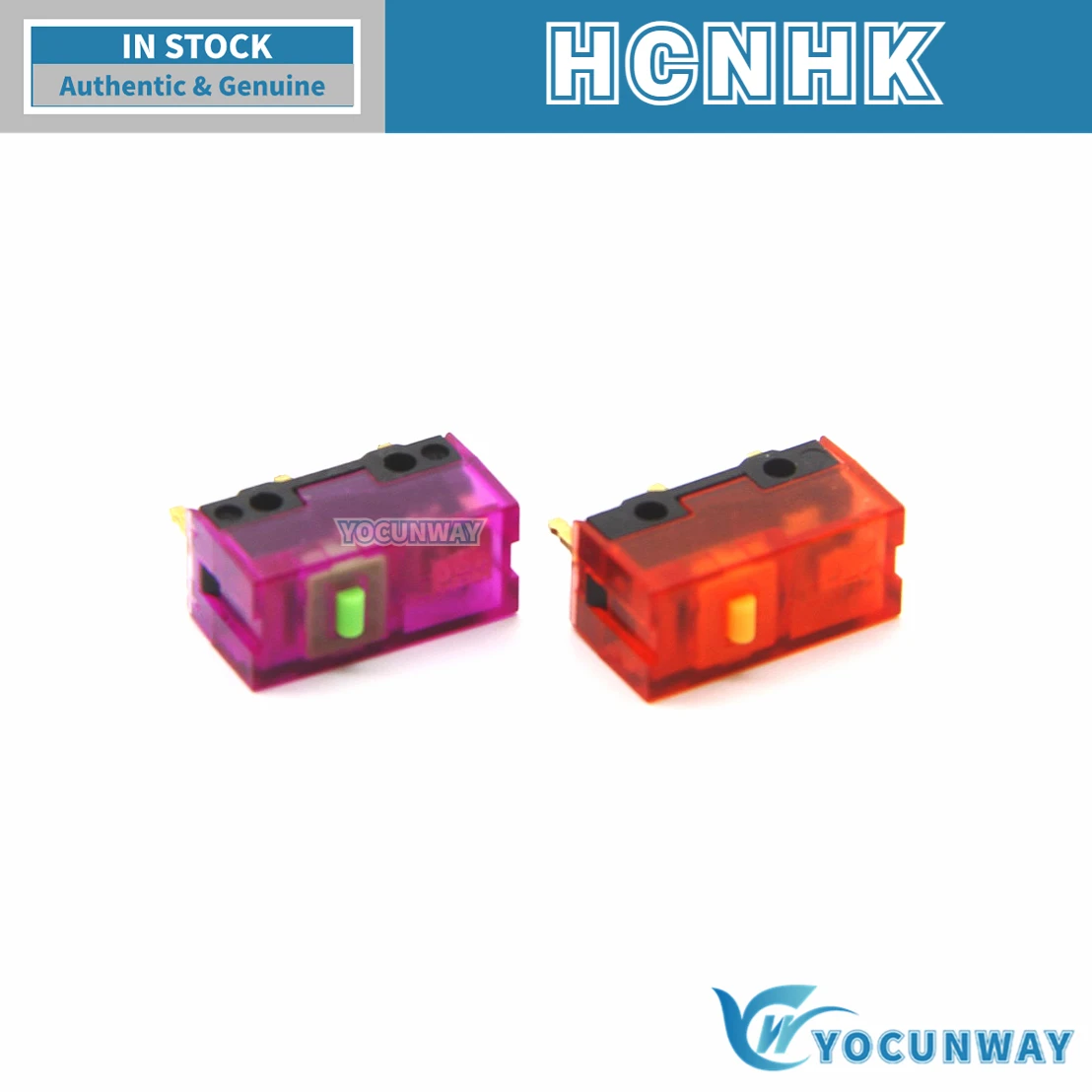 HCNHK micro interruptor para Logitech, escudo transparente roxo, ponto verde amarelo, 150 milhões de vida útil, ponto rosa preto, original, novo, 2024