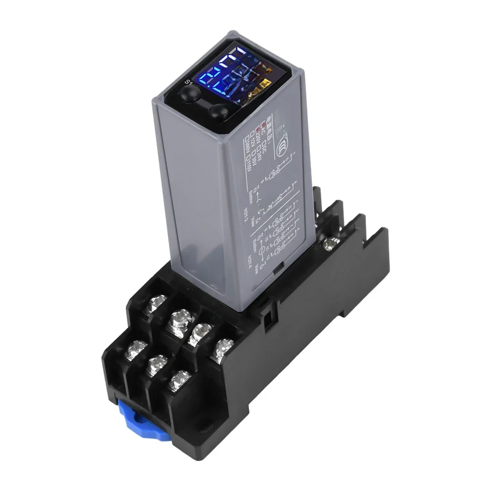 AliExpress NONE H3Y-2/4 Liquid Crystal Time Relay AC 220V DC 12V 24V Dual Time with Base Small Digital Display Cycle Time Control Delayer