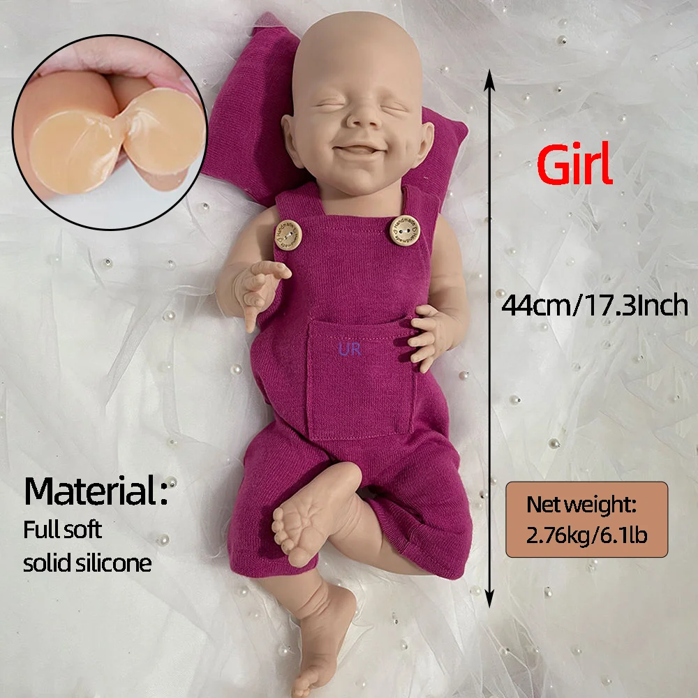 1:1 Ratio Full Solid Silicone Reborn Baby Art Doll Kid Toy Customize Smiling Face Reborn Artist Baby Collector