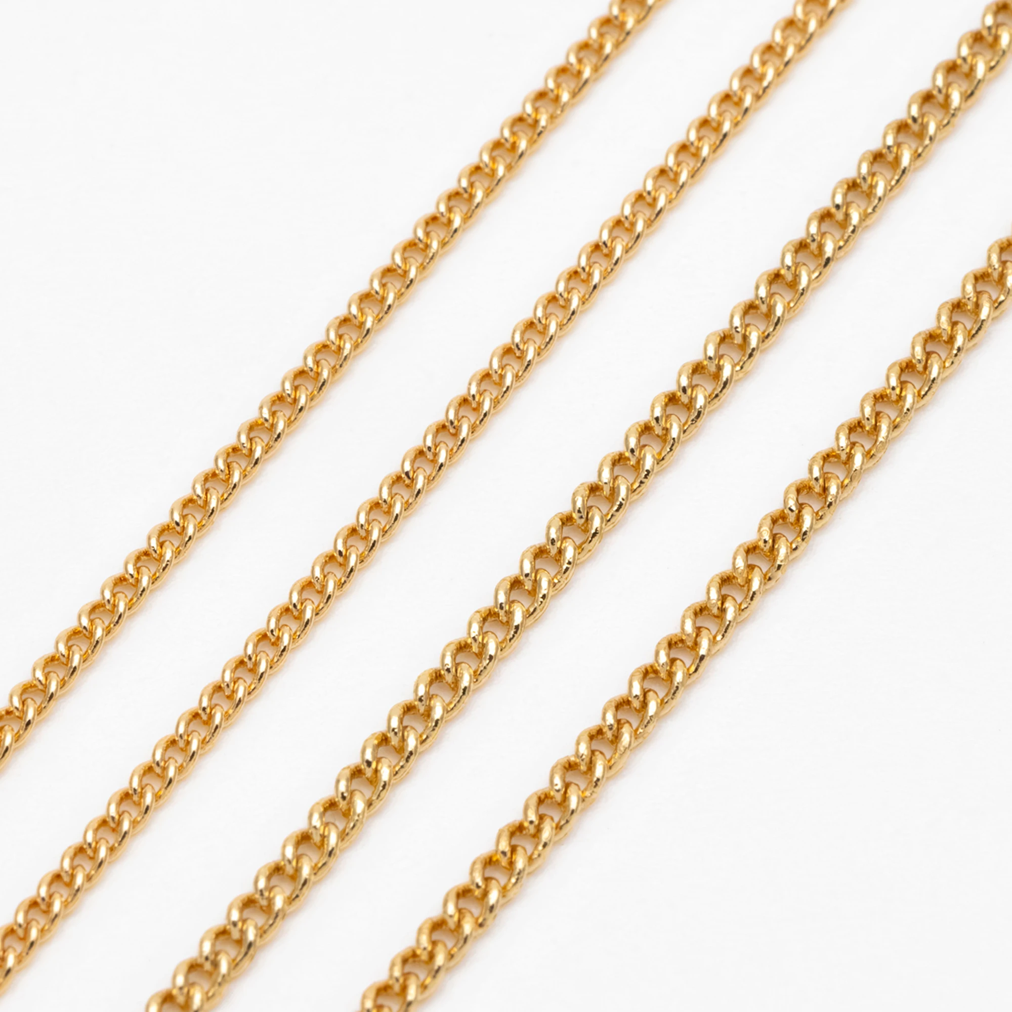 

Gold Curb Chain 1.3/ 1.6mm, Gold Plated Brass Chain, Flat Curb Chain Findings (#LK-539)/ 1 Meter=3.3 Ft