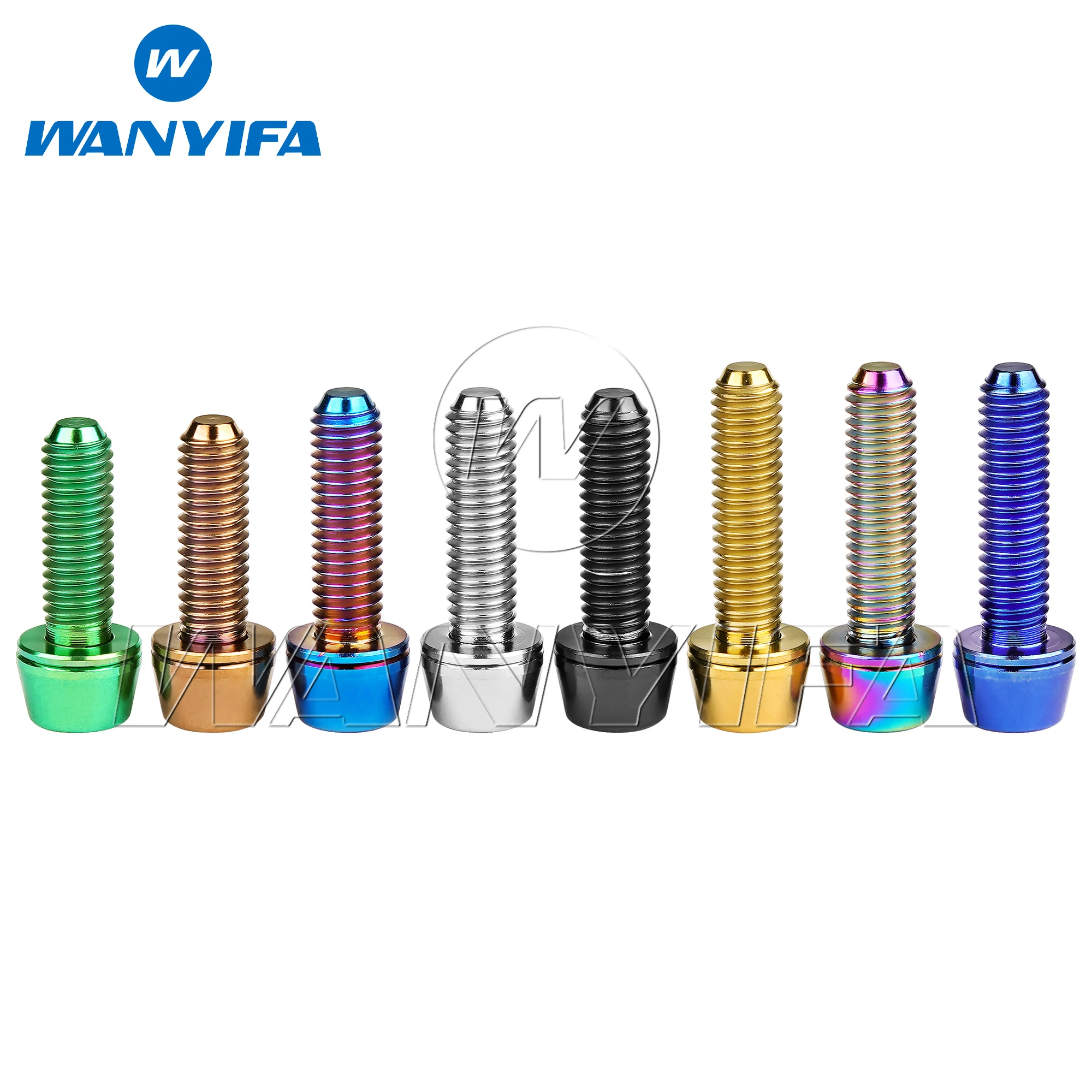 Wanyifa Titanium Bolt M5x16 18 20mm Taper Hex Head Screw with Non-sehdding Washer for Bike Bicycle MTB Stem Part Ti Fasteners