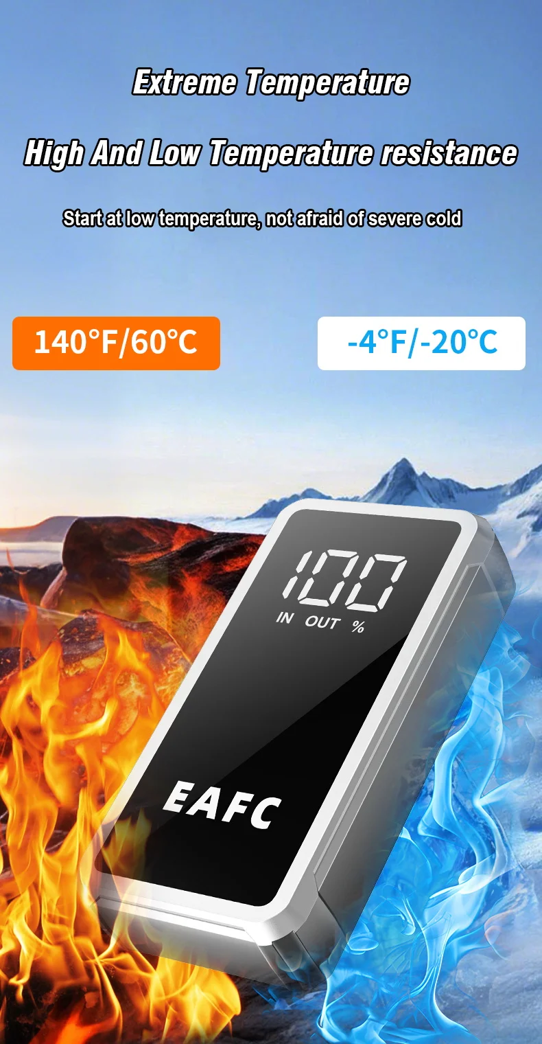 Eafc 4000A 12V Auto-Starthilfe mit LCD-Bildschirm, Hochleistungs-Powerbank, Tragbares Booster-Ladegerät, Leistungsstarkes Batterie-Startgerät – Detail 5