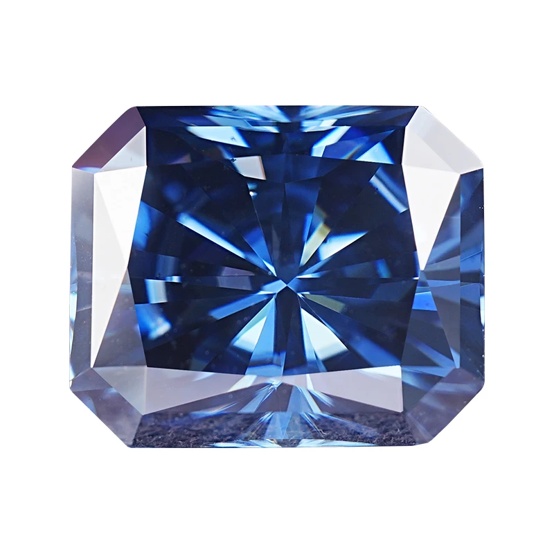 

Loose Moissanite Diamond Radiant Cut Natural RoyalBlue Color VVS Passed Tester Premium Gemstone for Jewelry Making GRA Certified