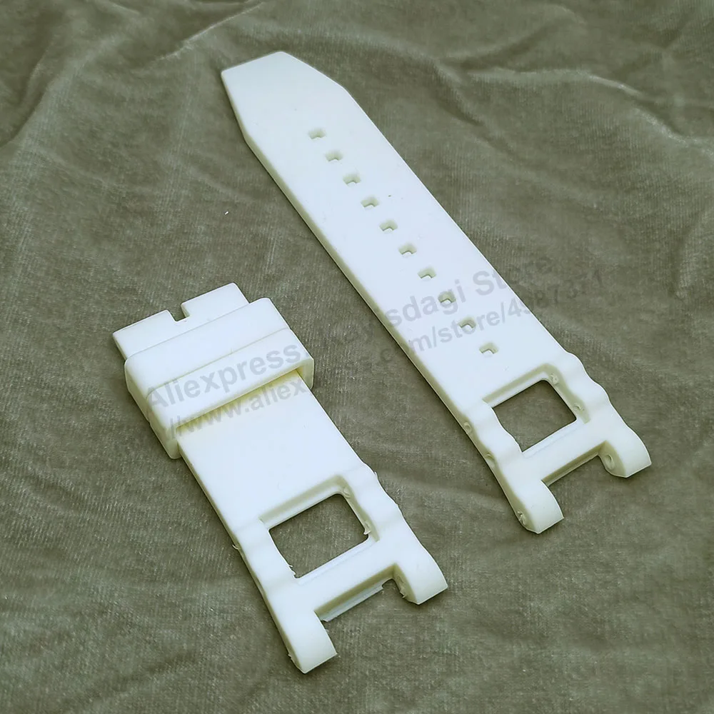 Fits/For Invicta SUBAQUA 3 NOMA III 1384 , 1586 , 11831 , 11835 , 11840 , 11846 , 16872- 28mm White Rubber Watch Band Strap Belt