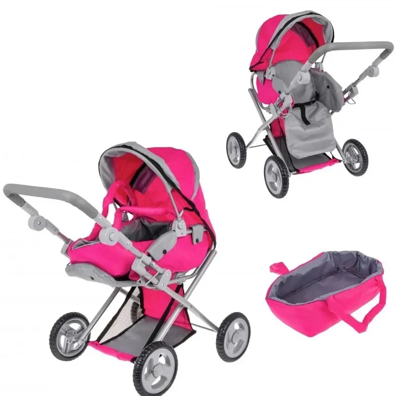 Baby Doll Stroller Play Set 3-in-1 Babydoll Stroller with Removable Bassinet Baby Carriage for Dolls Toy Doll Pram for Toddlers