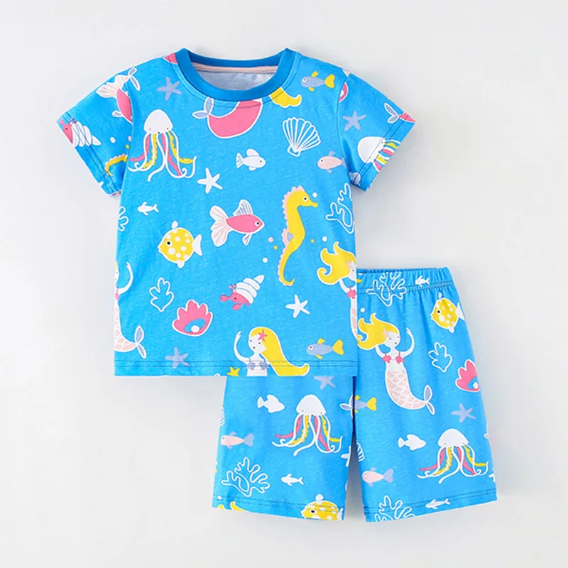 New 2024 Brand Quality 100% Cotton Baby Girls Clothing Summer 2pc Children Suit Clothes Set Short Sleeve Baby Girls Sets Outwear