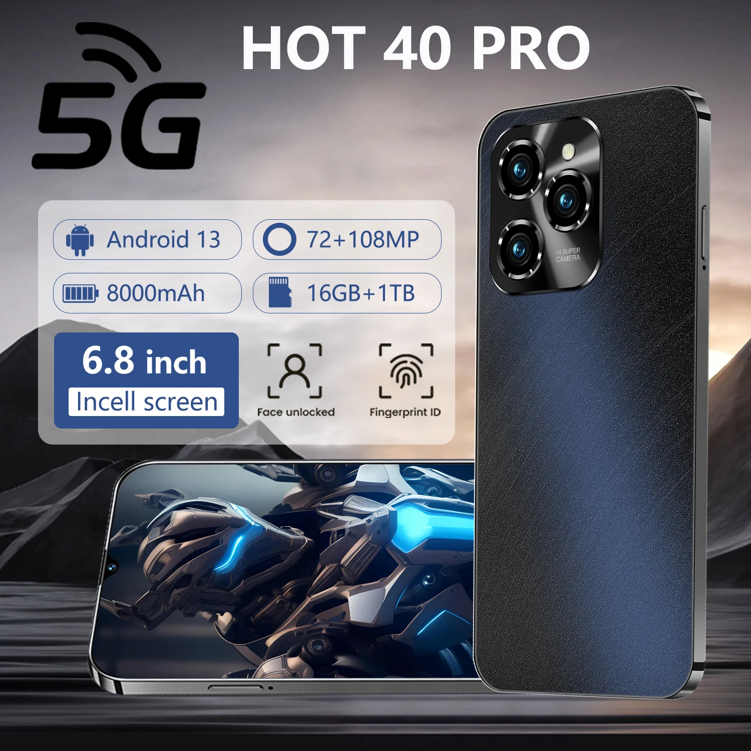 

Fiber Cases For Hot 40 Pro Mobile Phones 5G Dual Sim Android Cellphones Case For Smartphone 6800mAh Cell Phone Cover