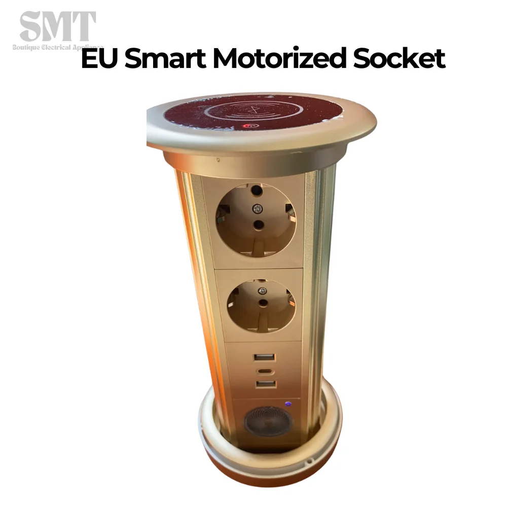 

Kitchen Counter Pop Up Socket With USB Worktop Electrical Lifting Plug Outlet Tower Wireless Charger Smart Motorized Power Hub
