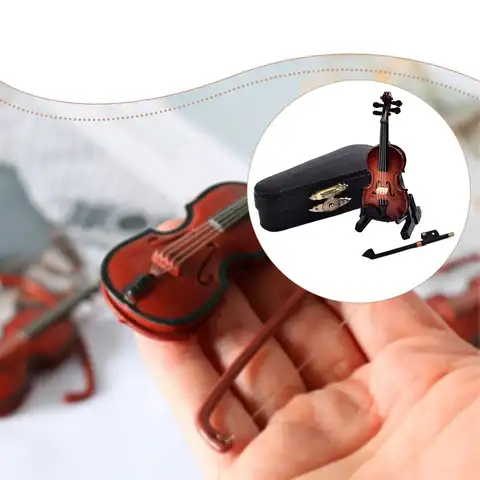Strumento musicale per violino in miniatura Mini violino Ornamento decorativo Decorazione domestica Artigianato fai-da-te per scrivania Ufficio Camera da letto