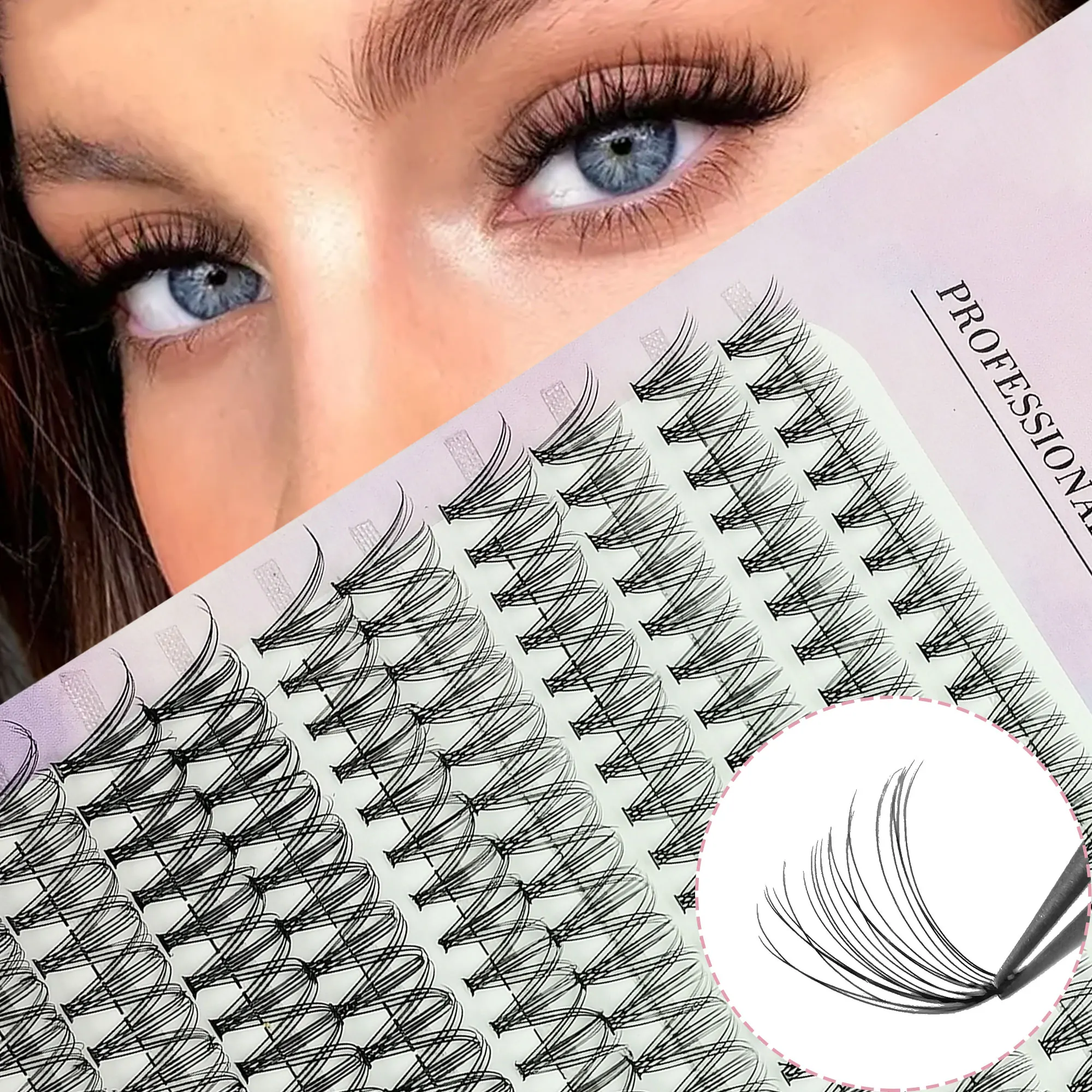 200 clusters de cílios finos DIY - onda C/D, 8-16 mm, fofos e naturais, adequados para iniciantes, adequados para viagens/casamento