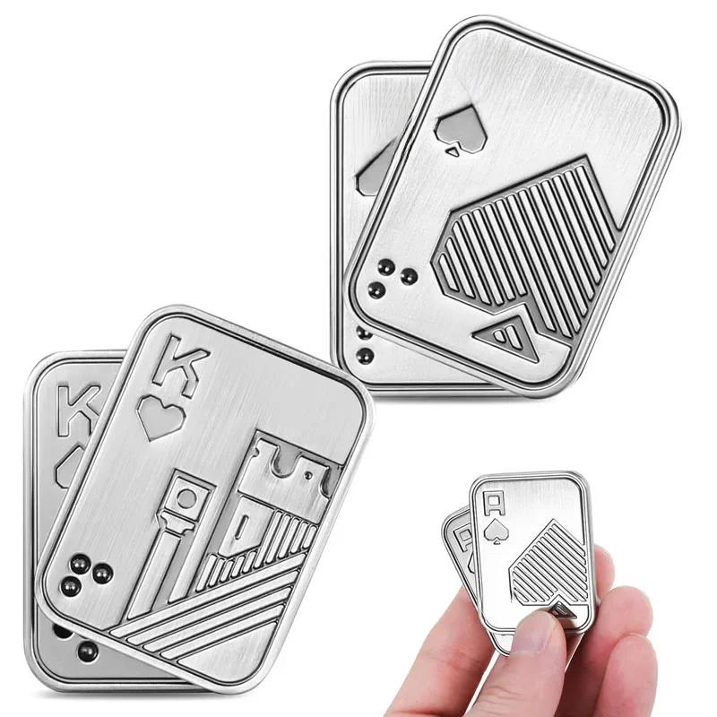 Poker EDC Metal Push Card for Adults, Fidget Slider, Anlande, Souligné, Instituts Toy, Décompression