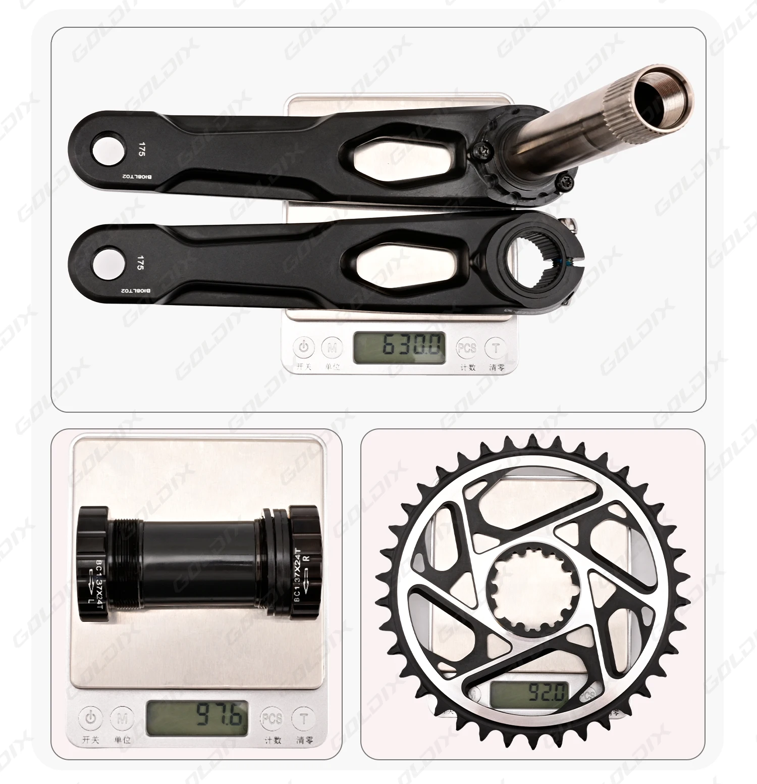GOLDIX MTB-Kurbelgarnitur, 170/175 mm SL, 3 Bolzen, Direktmontage-Kurbel, 0 mm versetzt, 34 Zähne, 36 Zähne, 38 Zähne, 40 Zähne, Kettenblatt für XC AM – Detail 12