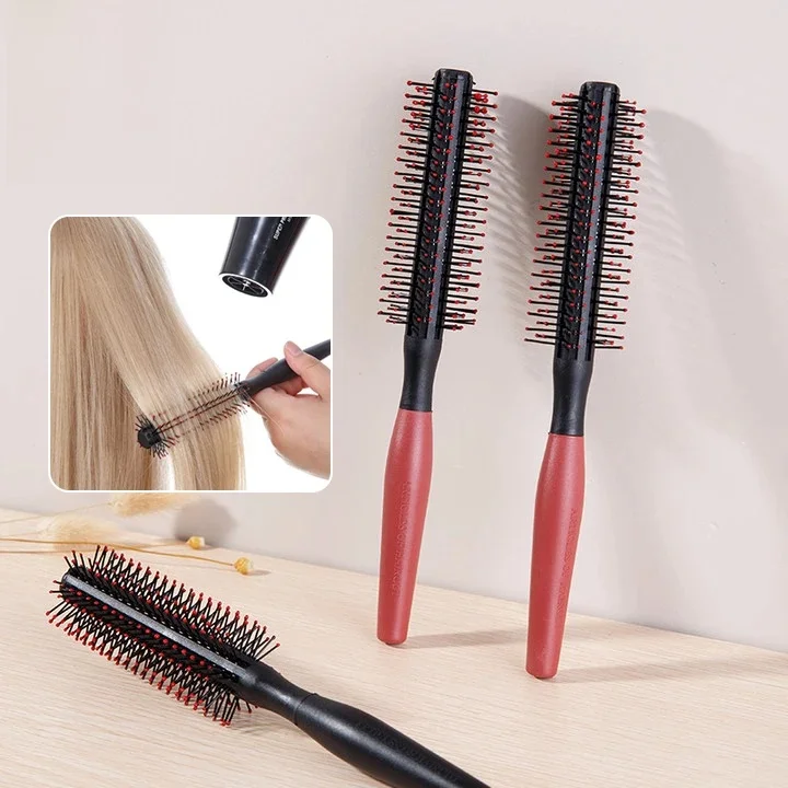 Peigne rond professionnel antistatique à poils cylindriques bouclés, peigne à rouleau de Massage des dents en Nylon pour Salon de coiffure, 1/3 pièces