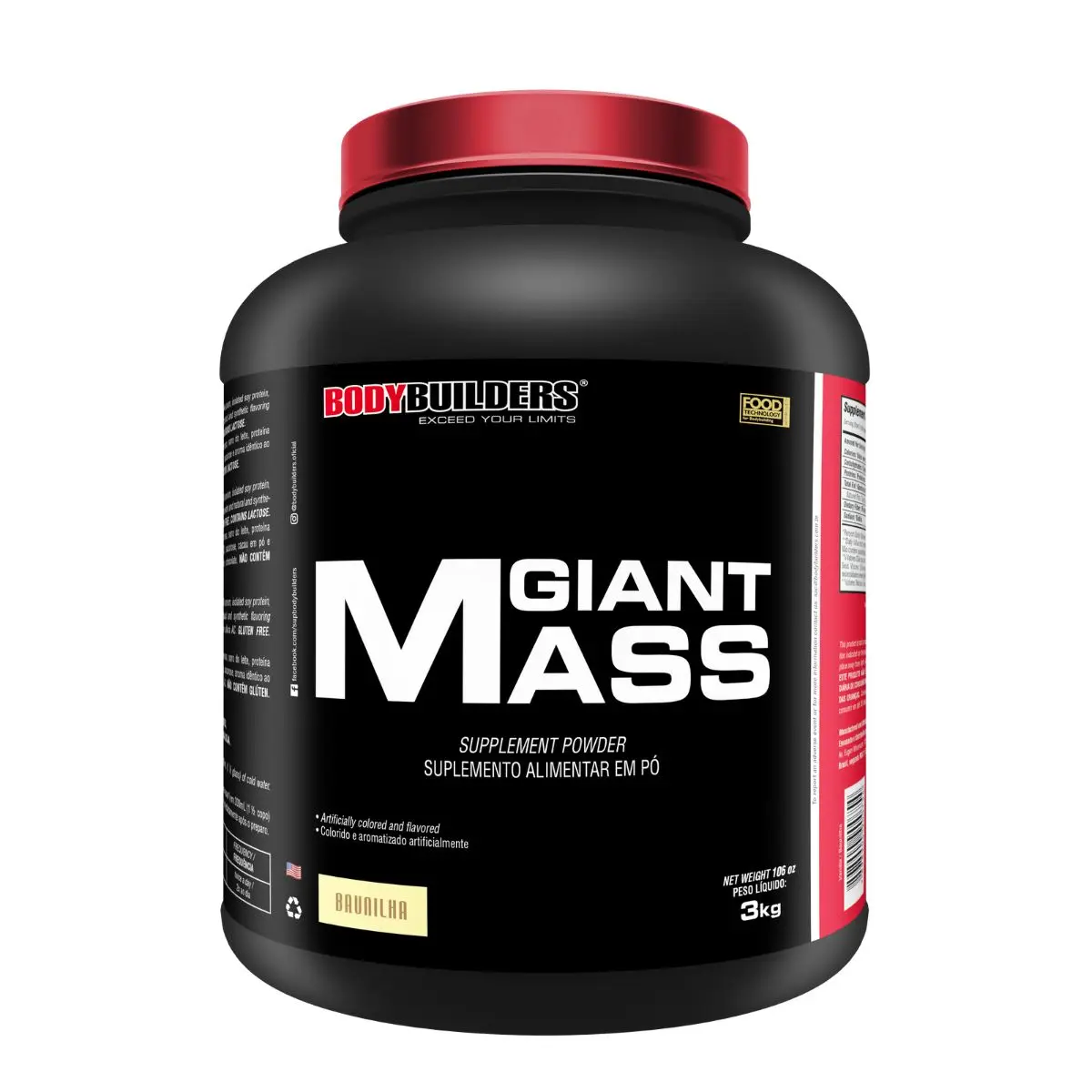 Hypercaloric Giant Mass 3kg - Bodybuilders Supplement Powder for Weight Gain and Muscle Mass