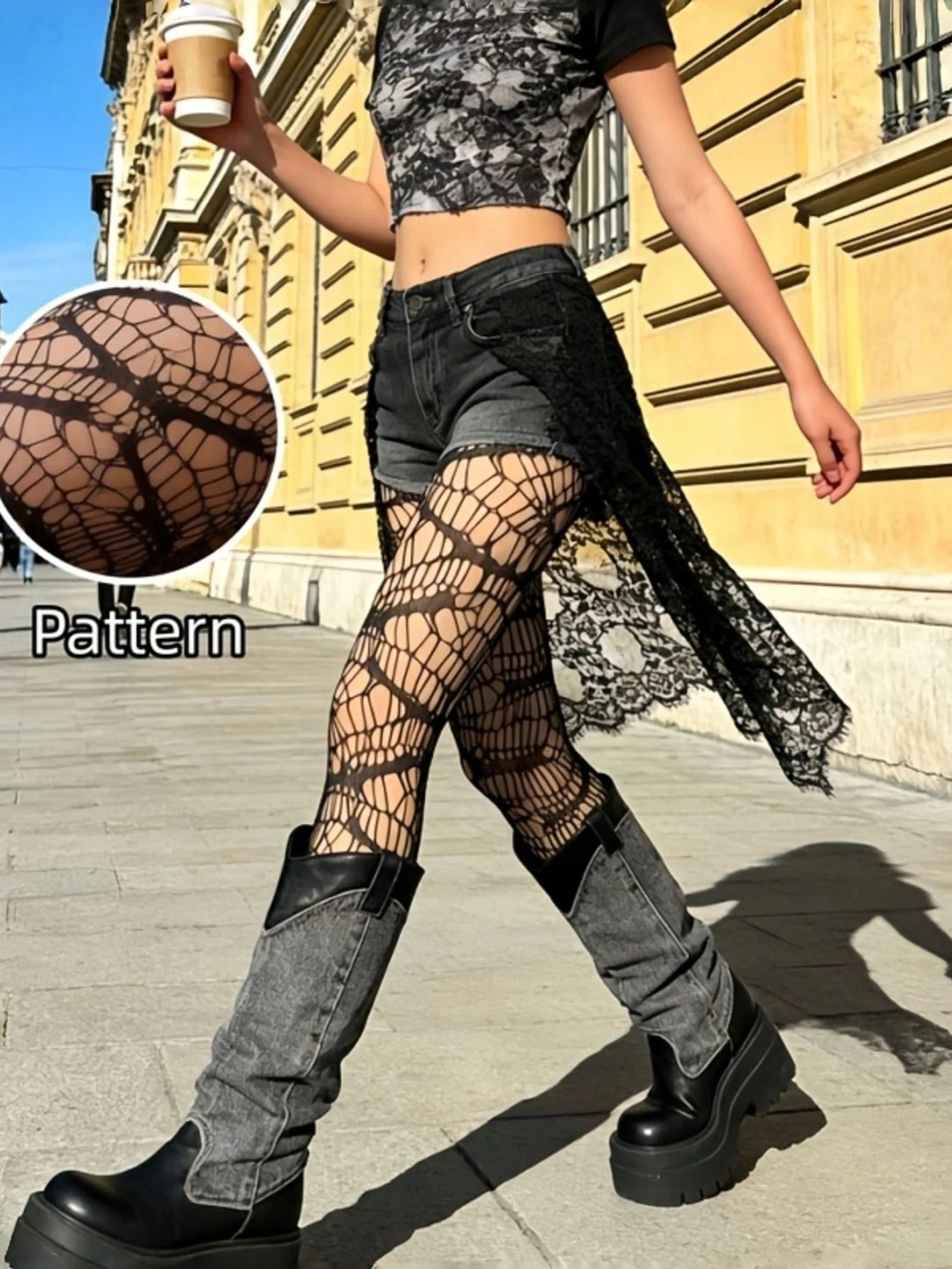 1pc Women's Socks Asymmetric Crack Fish Net Socks Special Promotion Y2K Style Cute Sports Fun Fashion Gift