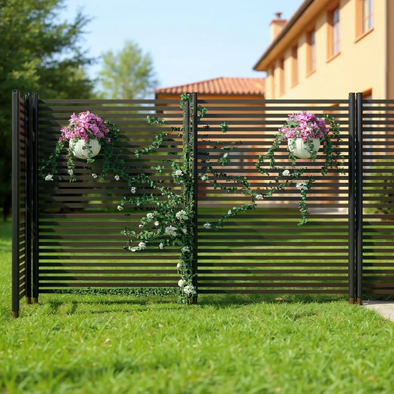Panneaux de clôture de jardin pour l'intimité, 47x35 pouces, barrière d'intimité à 2 panneaux, panneaux décoratifs antirouille pour l'aménagement paysager, plantes, fleurs et animaux domestiques, parterres de fleurs, potagers, patio, cour arrière, pelouse