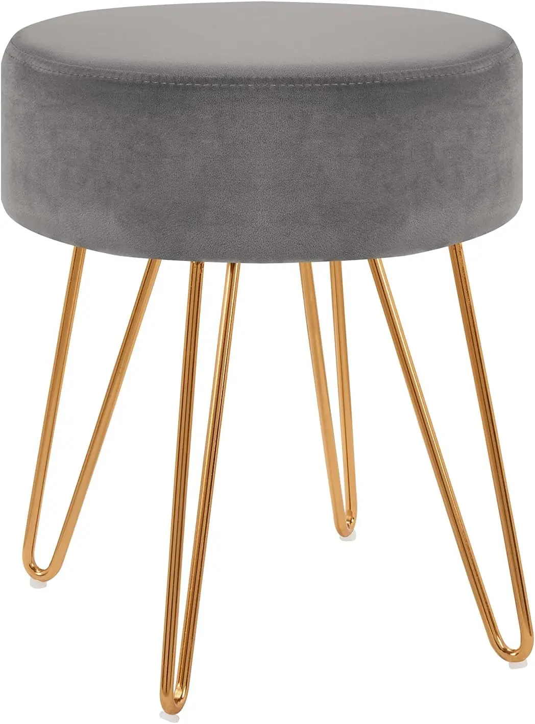 Veludo peludo redondo Metal Stool, contemporânea Vanity Stool