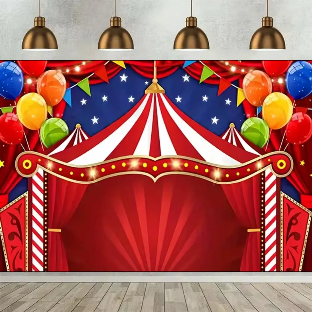 Circus Carnival Theme Party Decorations Backdrop Clown Red Tent Background Children Birthday Banner Baby Shower Gifts Supplies view 6