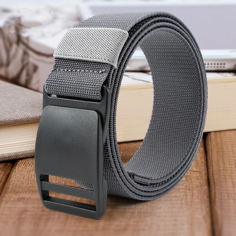 

Fashion Men's Quick-drying Nylon Belt Canvas Belt with Elastic Elastic Decorative Belt with Plastic Buckle Men's Belt for Jeans