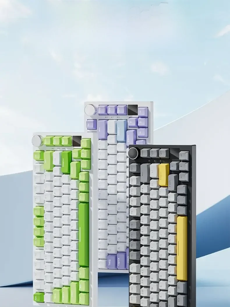 AJAZZ-AK820 Pro teclado mecânico para jogos com tela TFT, botão multifuncional, com fio, 2.4GHz, BT