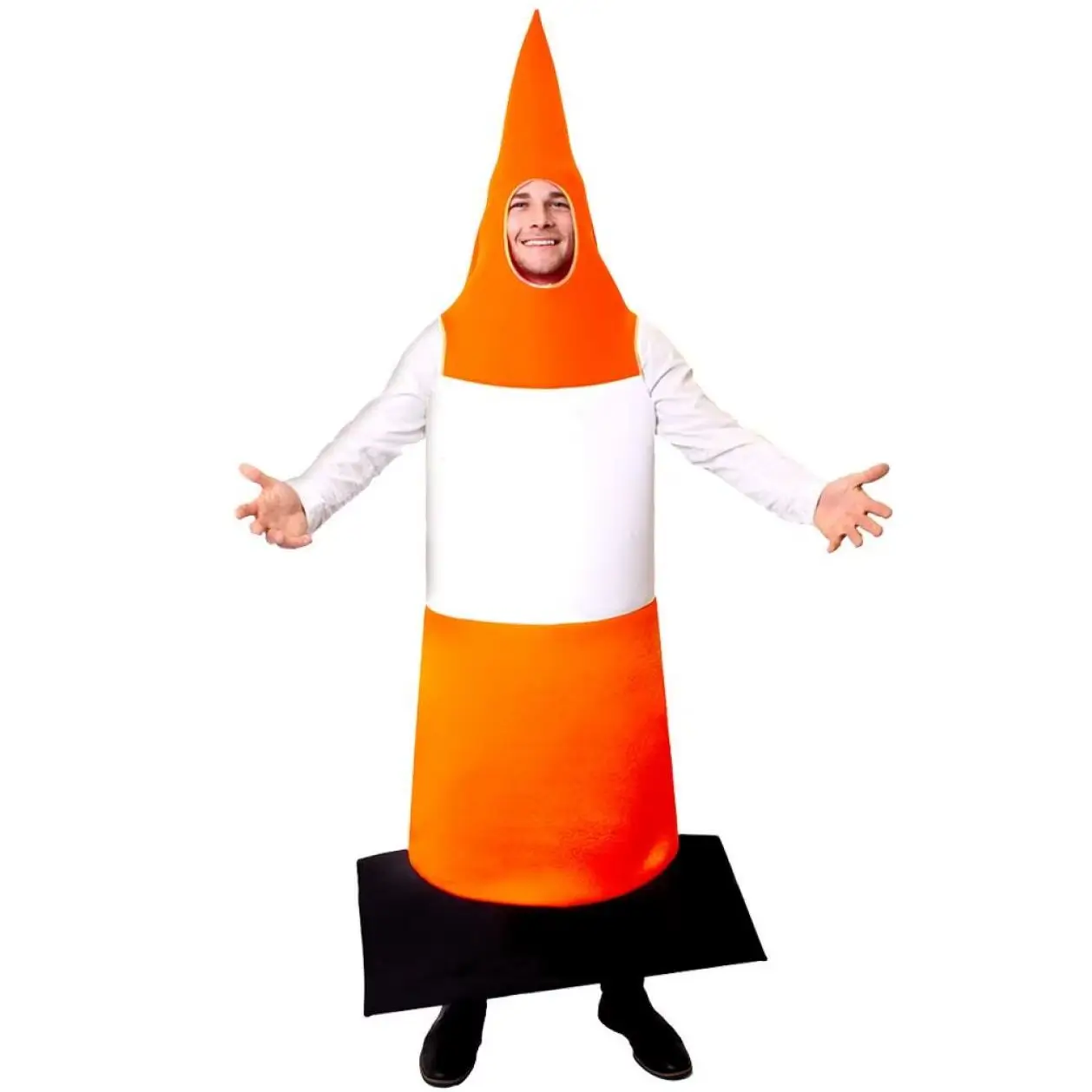 Traffic Cone Costume - Orange & White Road Traffic Cone - Stag Night Funny Novelty Party Costume