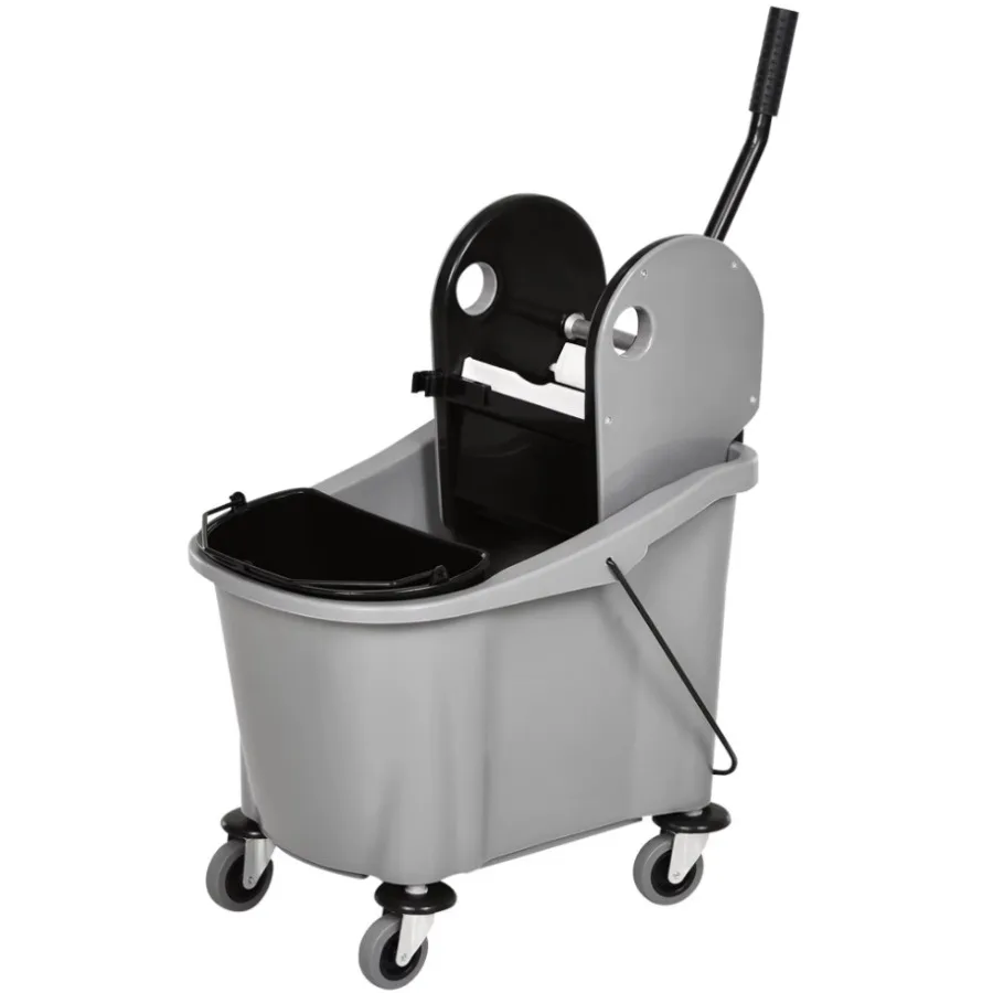 

Mop Cart with Mop Press, 36L, Water Separator, 4 Wheels, Black/Gray
