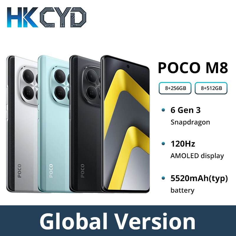 【世界初公開】POCO M8 5G 携帯電話 グローバル版 Snapdragon ®   第6世代第3世代 50MPカメラ 6.77インチ 120Hz AMOLEDディスプレイ 5520mAh 45W NFC