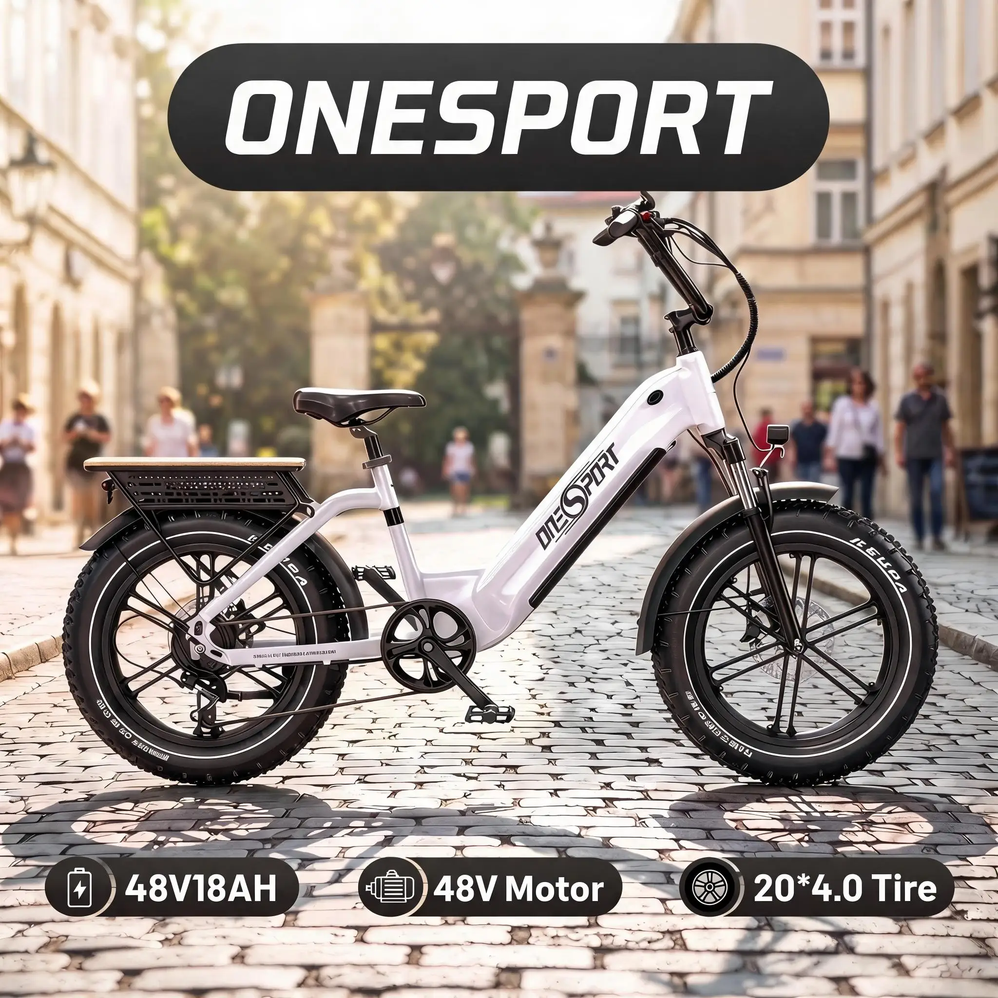 ONESPORT OT08 20" Fatbike E-Bike – Heckmotor, 48V 18Ah Batterie, Hydraulische Bremsen, Elektrofahrrad für Erwachsene