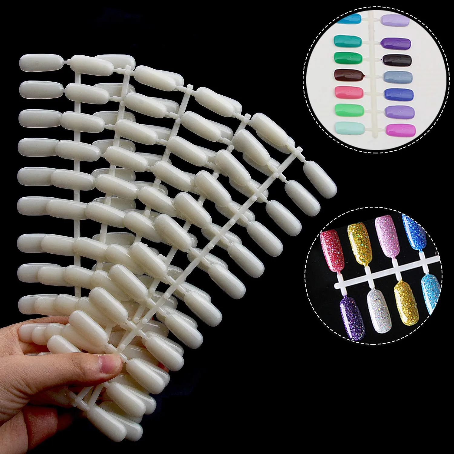 

120PCS False Nail Tips for Nail Color Display Book, Fake Nail Art Tips for UV Gel Polish Nail Color Swatches Samples Organizing