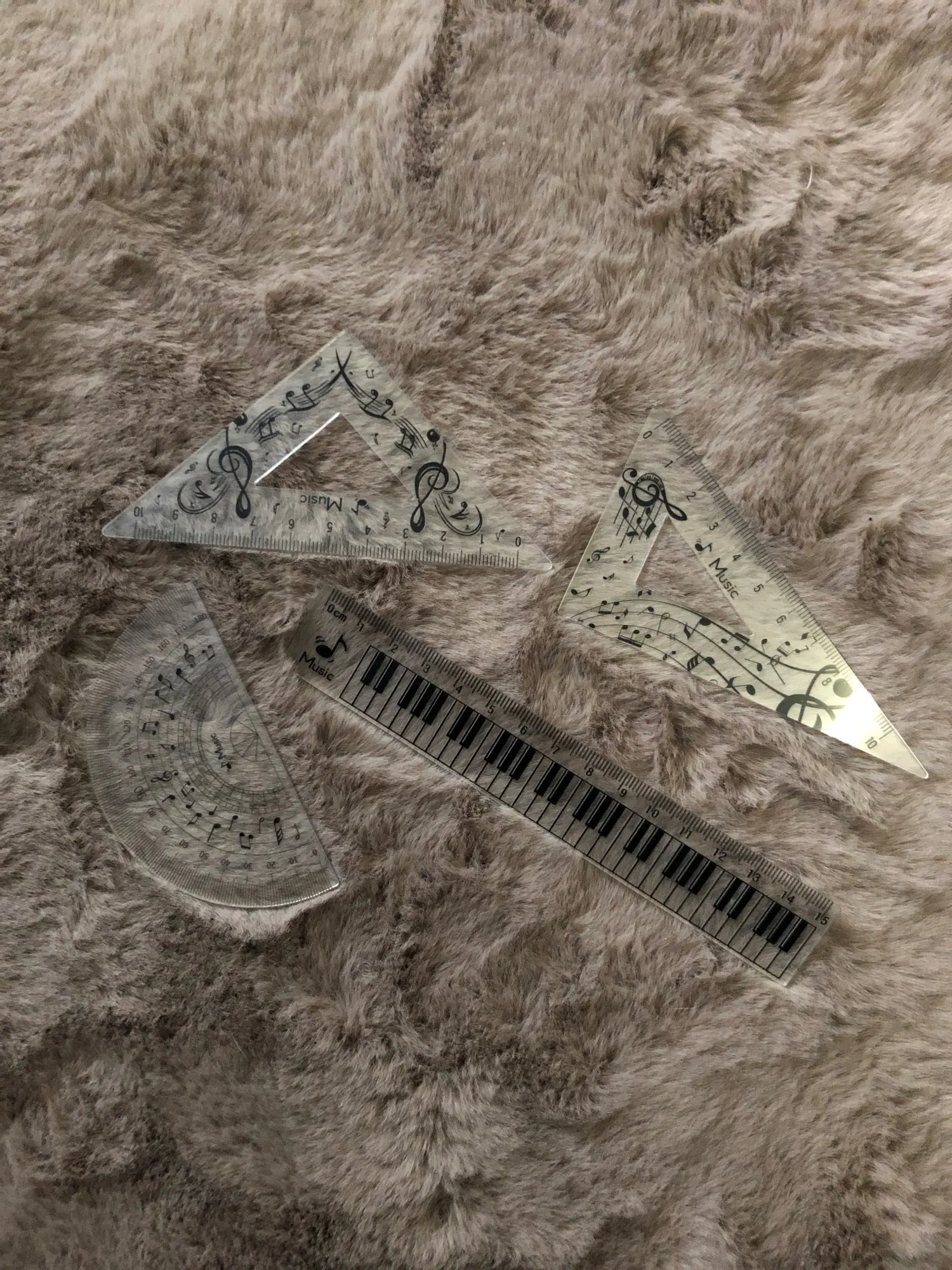 Transparent Music Note Ruler Set Piano Keyboard Design Straight Triangle Circle Ruler for School Stationery photo review
