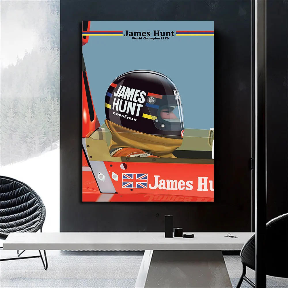 Ayrton Senna And James Hunt Formula 1 Motorsport Grand prix world Champion Canvas Print Painting Wall Art Decor Home Decoration