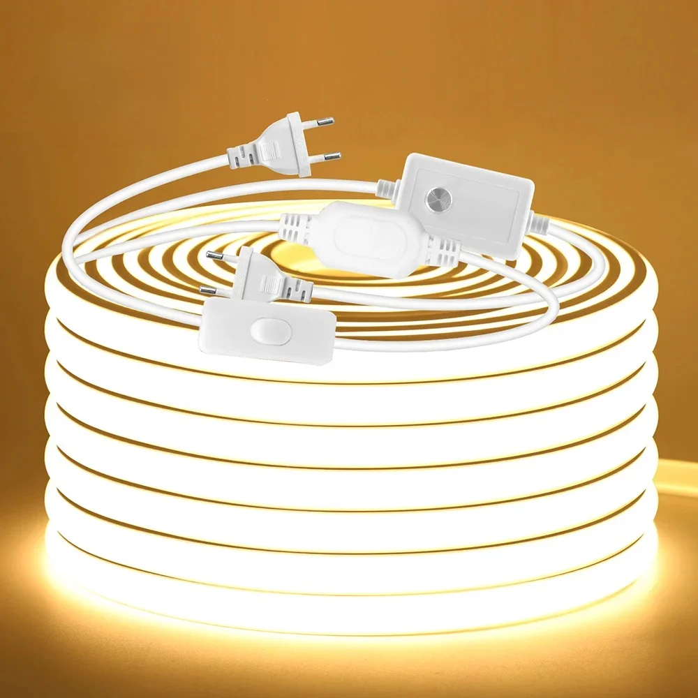 IP68 Waterdichte COB LED Stripverlichting 220V Dimmer Schakelaar Power Kit 10m 20m 50m 100m 288 LEDs Flexibele Lamp 3000K 4000K 6000K 0.5m - afbeelding 2