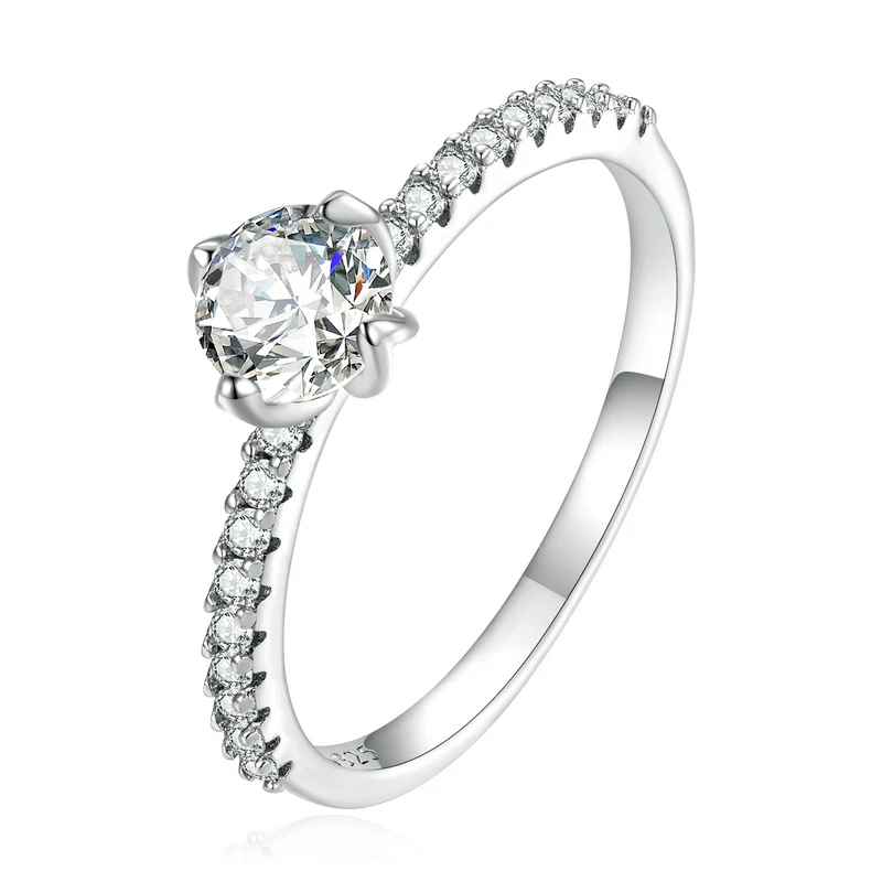 Bamoer Ring aus echtem 925er-Sterlingsilber, luxuriöser Glanz-Zirkon-Ring, Herz-Fingerringe für Frauen, Mädchen, Hochzeitstag, edler Schmuck