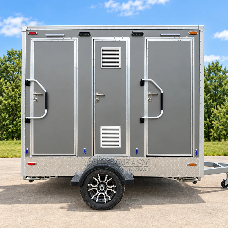 GOEASY Luxury Restroom Trailer Portable Toilet Trailer with Shower Sink for Weddings Parties Festivals and Outdoor Events