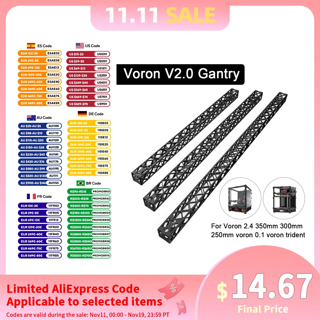 

Полная металлическая козловая платформа FYSETC CNC Voron 2,4 R2, Trident Voron, сверхлегкая деталь CNC, новая версия для Voron 250/300/350 мм, деталь для 3D-принтера