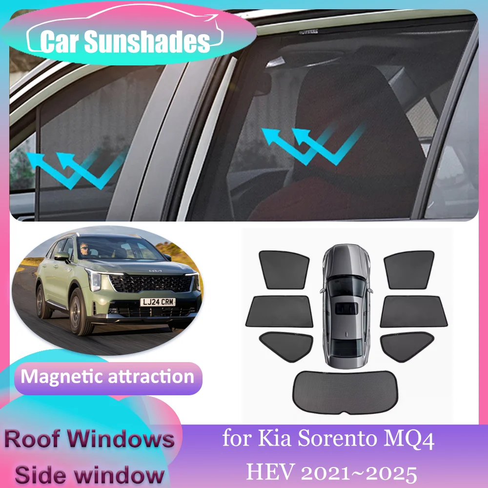 

Автомобильные магнитные солнцезащитные козырьки для Kia Sorento MQ4 HEV 2021 ~ 2025, солнцезащитный козырек на крыше, накладка на лобовое стекло, занавеска на крыше, аксессуары