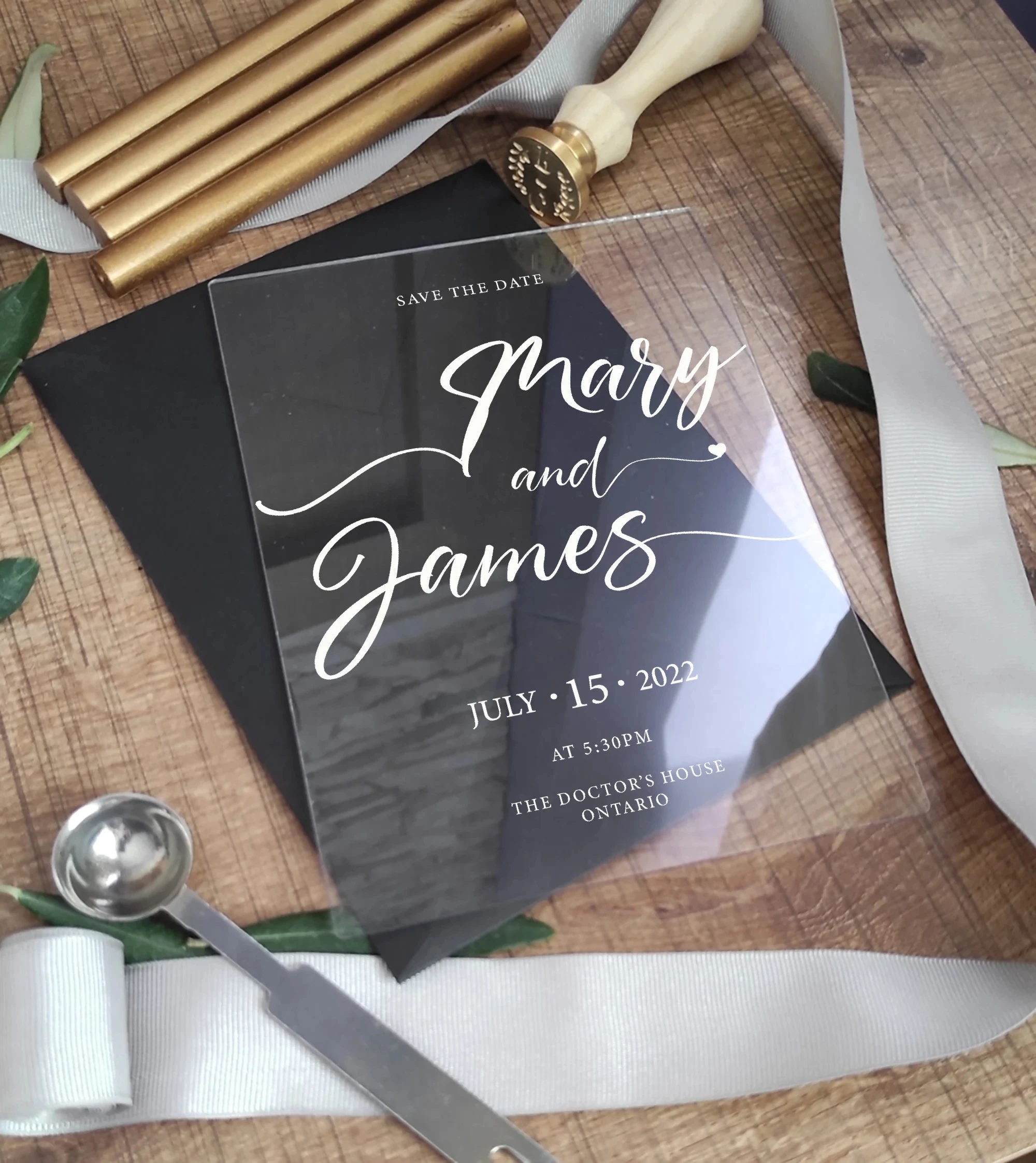 

Personalized Clear Wedding Invitation Save The Date Custom Name Vintage Elegant Bridal Shower Card Party Menu Print Anniversary